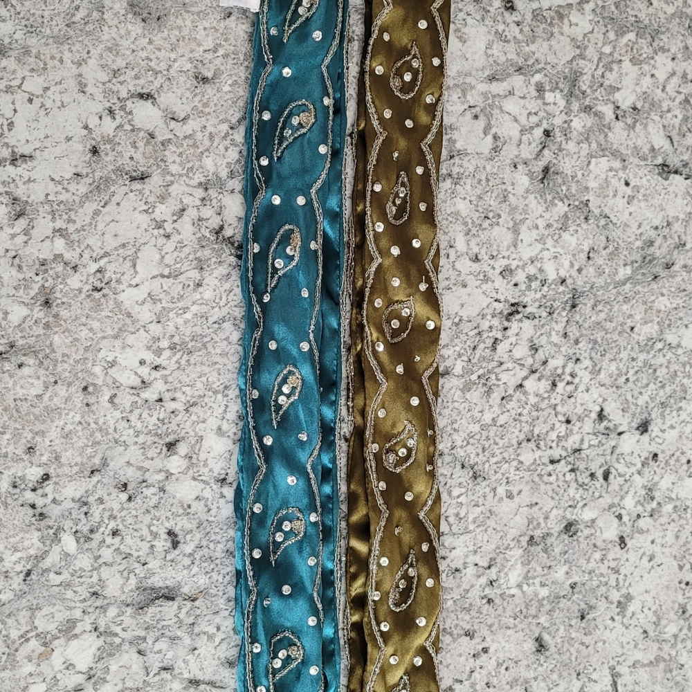 Suzy Shier Satin Embellished Tie Belts